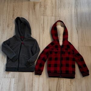 Boys 5T Plaid & Gray Hoodie